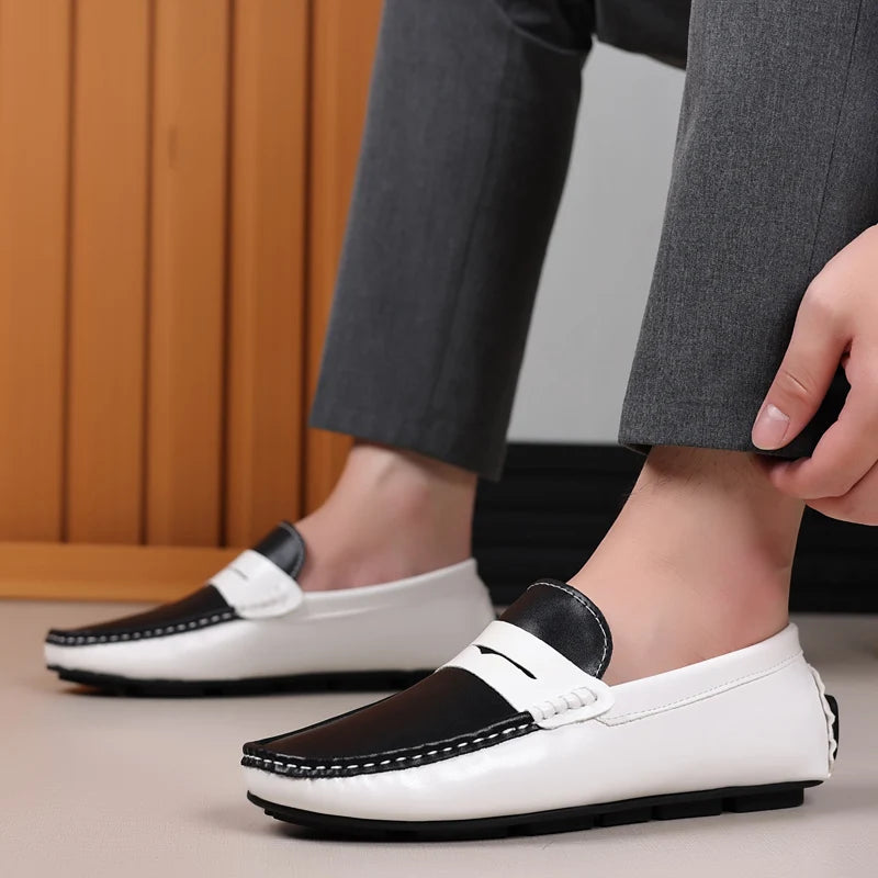 Men Shoes Leather Casual Luxury Formal Man Loafers Moccasins Italian Breathable Slip on Male Boat Shoes Comfortable Driving Shoe