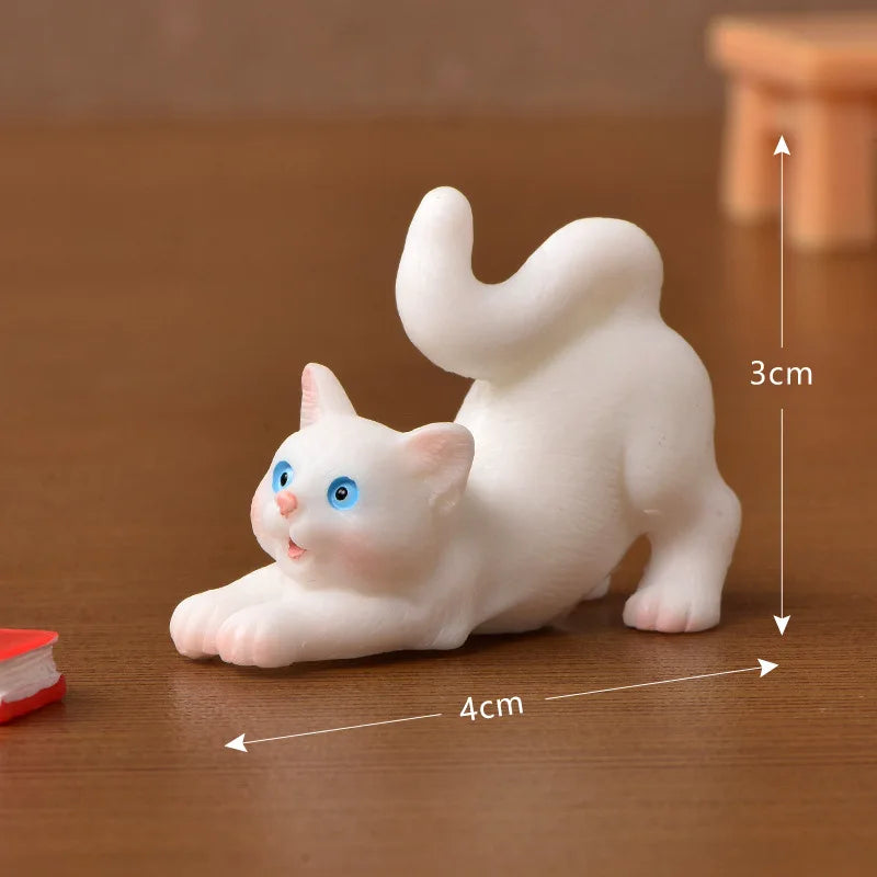 Cute Figurines Miniature Cartoon Animal Cat Resin Ornament Micro Landscape Kawaii Desk Accessories For Decoration Home Kids Gift 1PC 1 CHINA