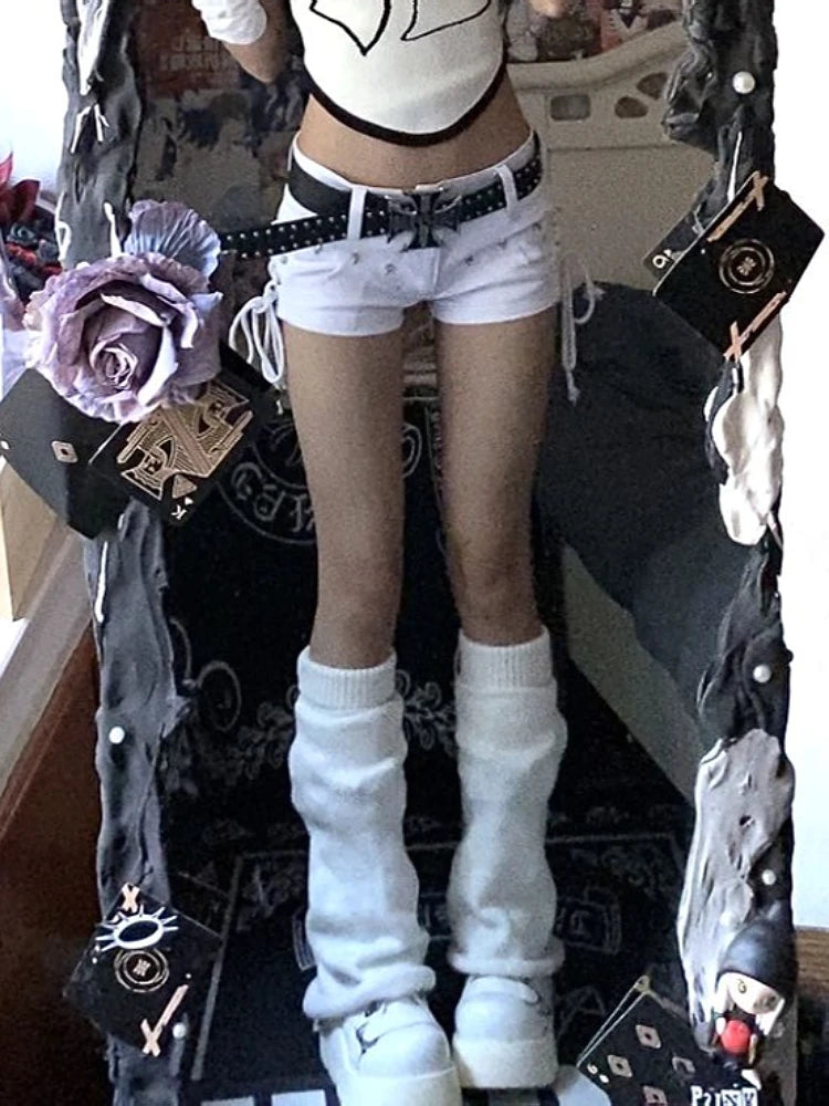 Woman Goth Y2k Low Rise Shorts 2000s Jean Shorts Fashion Denim Grunge Sexy Hot Pants Gyaru Coquette Goblin Core Korean Harajuku