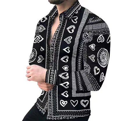 Fashion Retro Men's Shirt Casual Festival Outdoor Lapel Top T-Shirt Button Spring Summer 2023 Fashion New Plus Size DL202