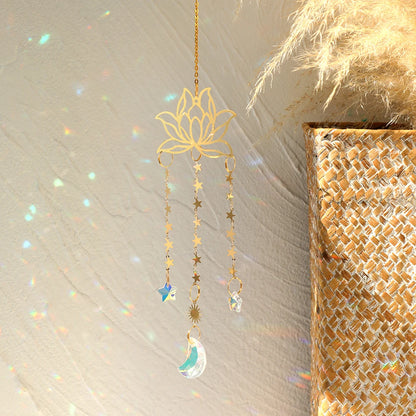 Crystal Wind Chimes Dream Catcher Stained Glass Sun Catcher Prism Rainbow Maker Window Garden Decoration Outdoor Christmas Gift gold MS129