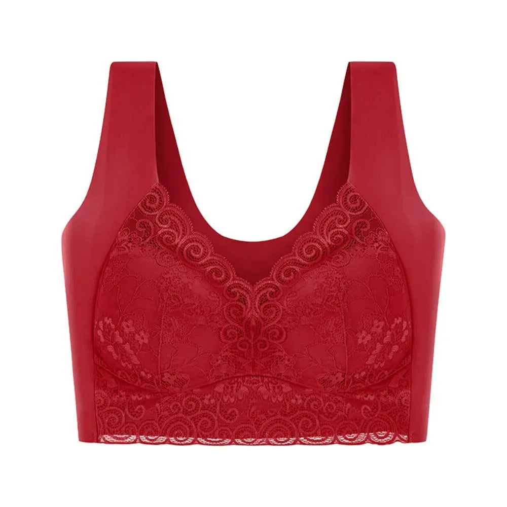 Fashion Wide Strap Lace Padded Bra Thin Ruffled Bucklless Sport Bra Bralette Vest Top Women's Push Up Bra Gift