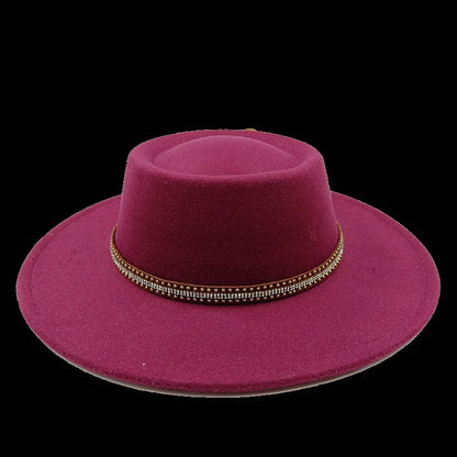 Pink fedora hat 8cm concave convex top women's jazz hat men's classic flat top fedora hat classic шляпа женская