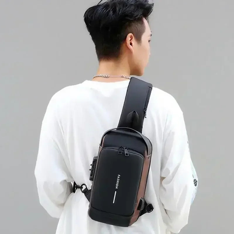 Men Anti Theft Chest Bag Shoulder Bags USB Charging Crossbody Package School Short Trip Messengers Bags Men's Oxford Sling Pack