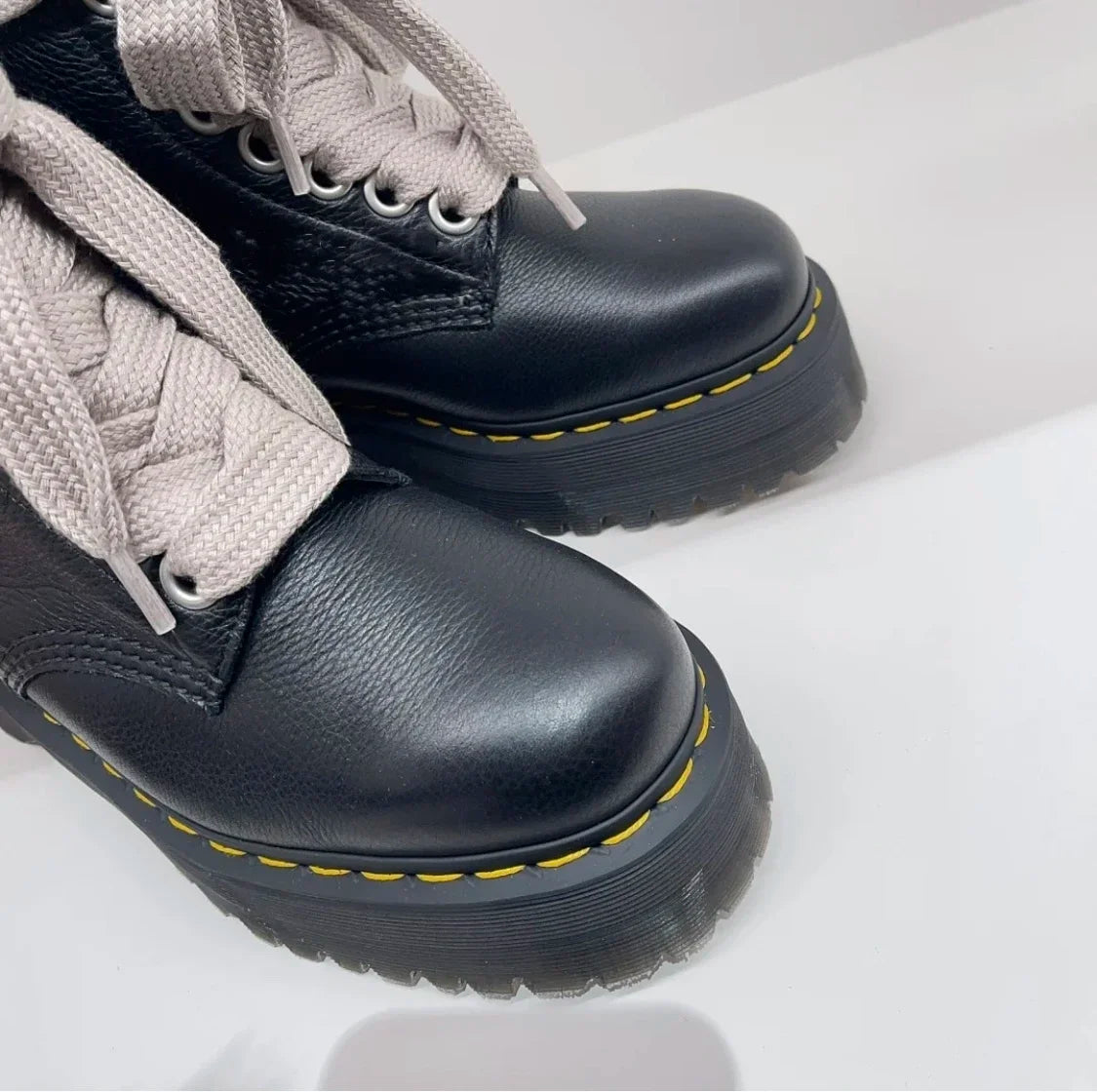 Original Women Platform Boots Leather Men Thick Sole Ankle Sexy Female Punk Motorcycle Shoes Combat Booties Plus Size