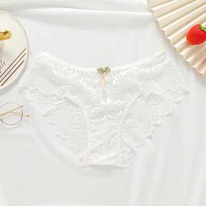 Women's Lace Panties New Sexy Underwear Female Low-Rise Bragas Mujer Cotton Crotch Breathable Lace Panty Culottes Femme white 1pc