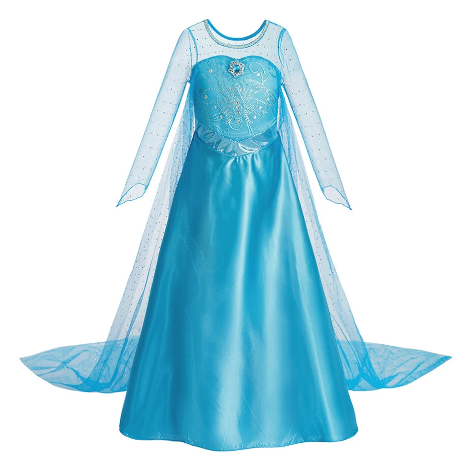 Girls Princess Dresses Children Elsa Birthday Fancy Gown Kids Snow Queen Dance Blue Clothes Christmas Kids Cosplay Dresses