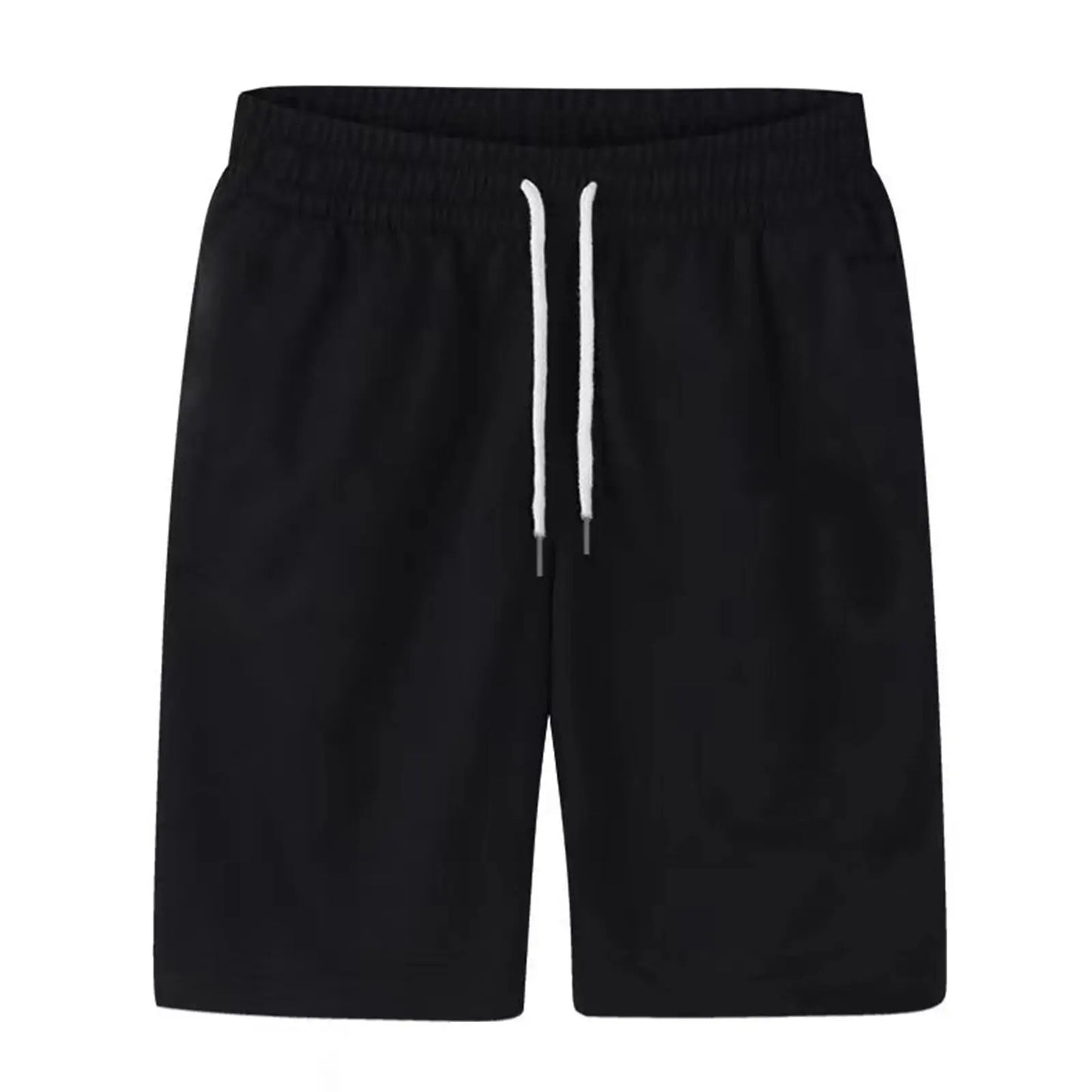 Mens Sports Pocket Solid Drawstring Board Trunk Beach Short Pants Shorts Summer Thin Trousers Zippered Pocket Loose Sweatpants Black