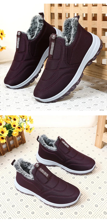 Women's Winter Slip On Walking Shoes Fashion Lightweight Running Shoes For Women Workout Warm Casual Non Slip Sneakers