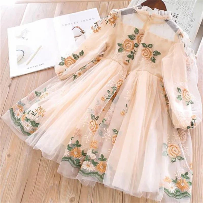 Princess Girl Dress Girls Clothes Long Sleeve Tulle Party Dresses for Girls Kids Lace Children Casual Clothing Baby Vestidos