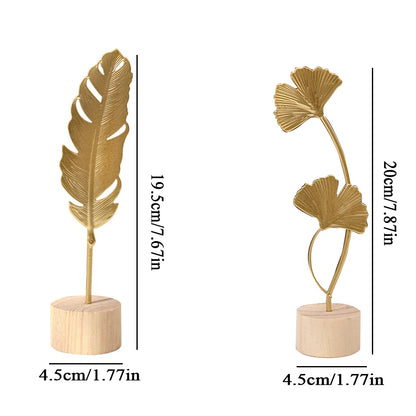 Ginkgo Leaf Decoration Wooden Ornaments Miniature Figurines Office Desktop Crafts Home Decor Christmas Gifts Home Accessories