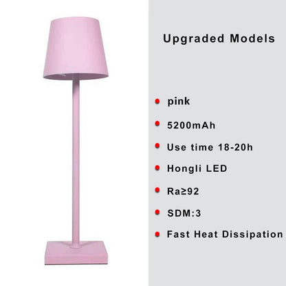 Hotel Cordless Usb Rechargeable Table Lamp Poldina Waterproof Touch Switch Table Lamp for Bedroom Hotel Living Room Restaurant 5200mAh pink changeable