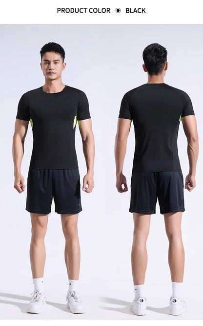 Men's Running Tight T-shirt Short Sleeve Extra Large Gym Fitness Top Men's Jogging Sports Wear Quick Drying Sports Shirt Top