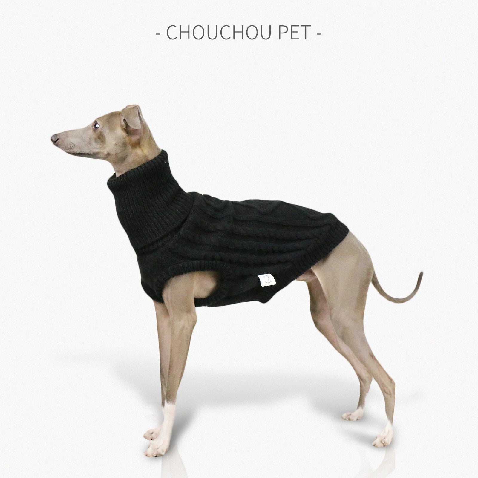 Italian greyhound spring woolen vest, elastic, soft, breathable and comfortable whippet vest, high collar dog clothes Back