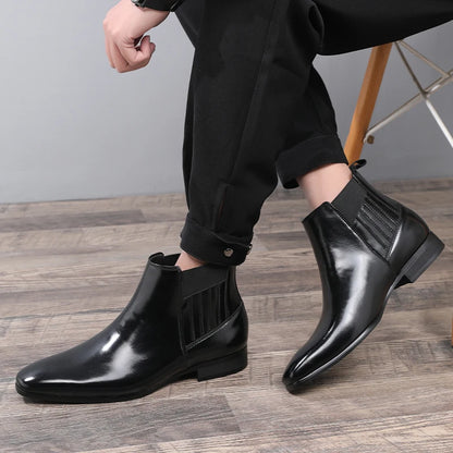 Men's Classic Retro Chelsea Boots Men Fashion British Style Short Ankle Boot Mens Casual High-Top Leather Shoes Flats