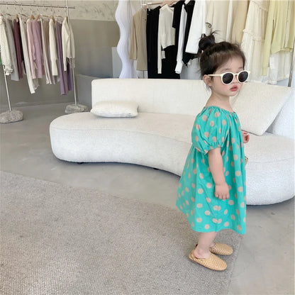 Girls Summer Girls' Backless Dress Outer Wear Children Clothing Cute Polka Dot Baby Kids Clothes Holiday Beach Dress