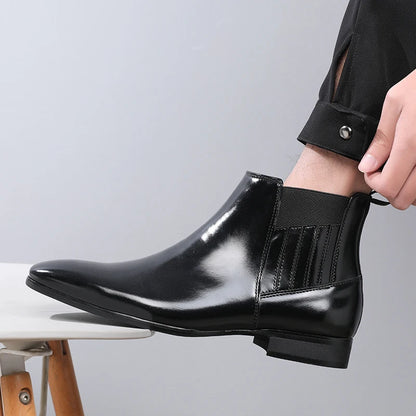 Men's Classic Retro Chelsea Boots Men Fashion British Style Short Ankle Boot Mens Casual High-Top Leather Shoes Flats