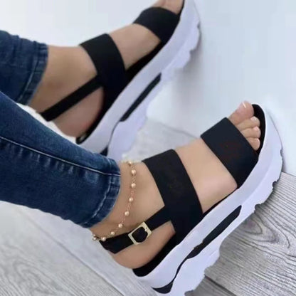 Women Shoes Spring Summer Sandals Peep Toe Shoes For Women Retro Women's Shoes Lightweight Sandals Platform Solid Color Footwear