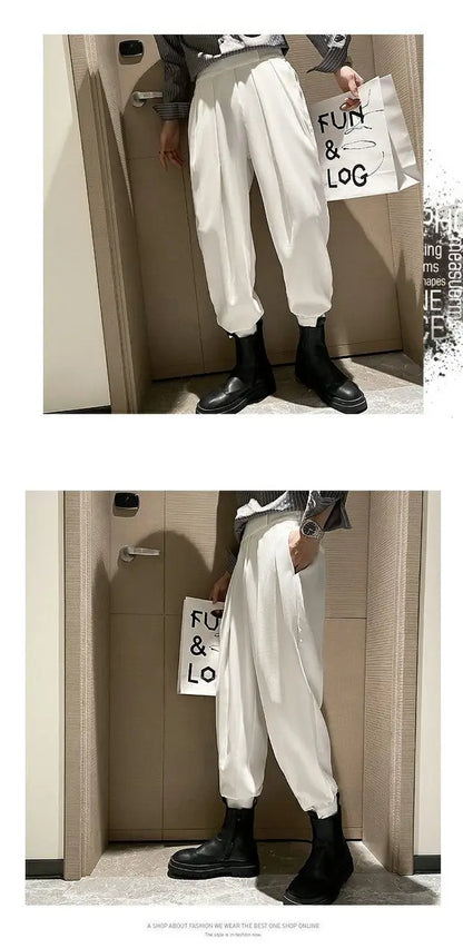 Stacked Pants Streetwear Men's Pants Joggers  Casual Harem Trousers Harajuku Korean Motorcycle Tapered Male Blazer Pants