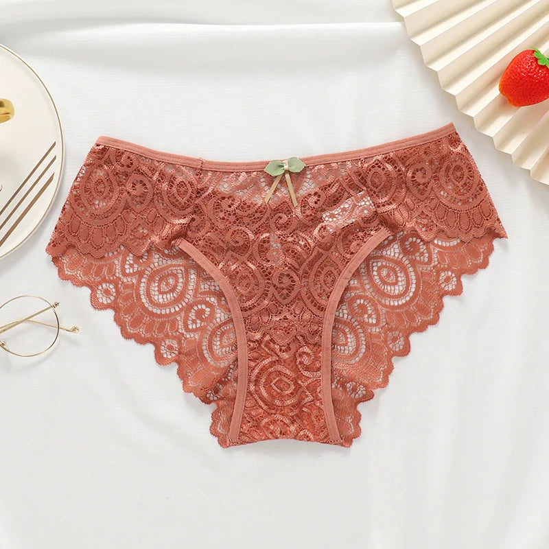 Women's Lace Panties New Sexy Underwear Female Low-Rise Bragas Mujer Cotton Crotch Breathable Lace Panty Culottes Femme khaki 1pc