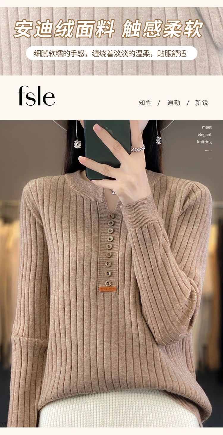 Women's Sweater Autumn/Winter New Solid Color Knitwear V-Neck Pullover Ladies Clothes Fashion Blouse Korean Style Loose Tops