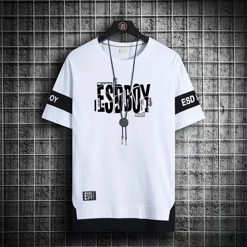 2024 New Men's T Shirts Japan Fashion Summer Short Sleeve Print T Shirts Men Casual Harajuku Men Clothing Graphics T Shirts Men WHITE