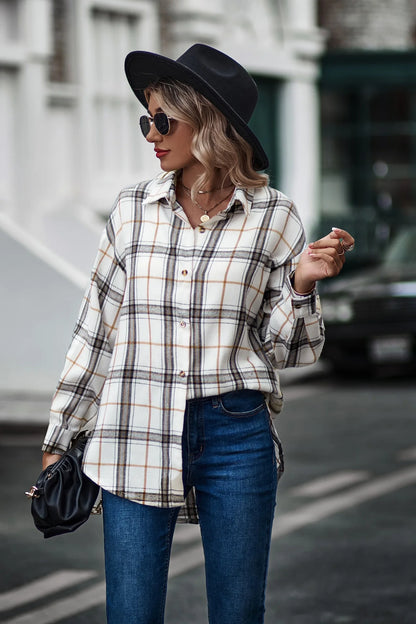 2024 New Spring Autumn Women Blouses Tops Female Casual Loose Boyfriend Plaid Shirt Women Long-sleeve Lapel Tops 2XL Shirts