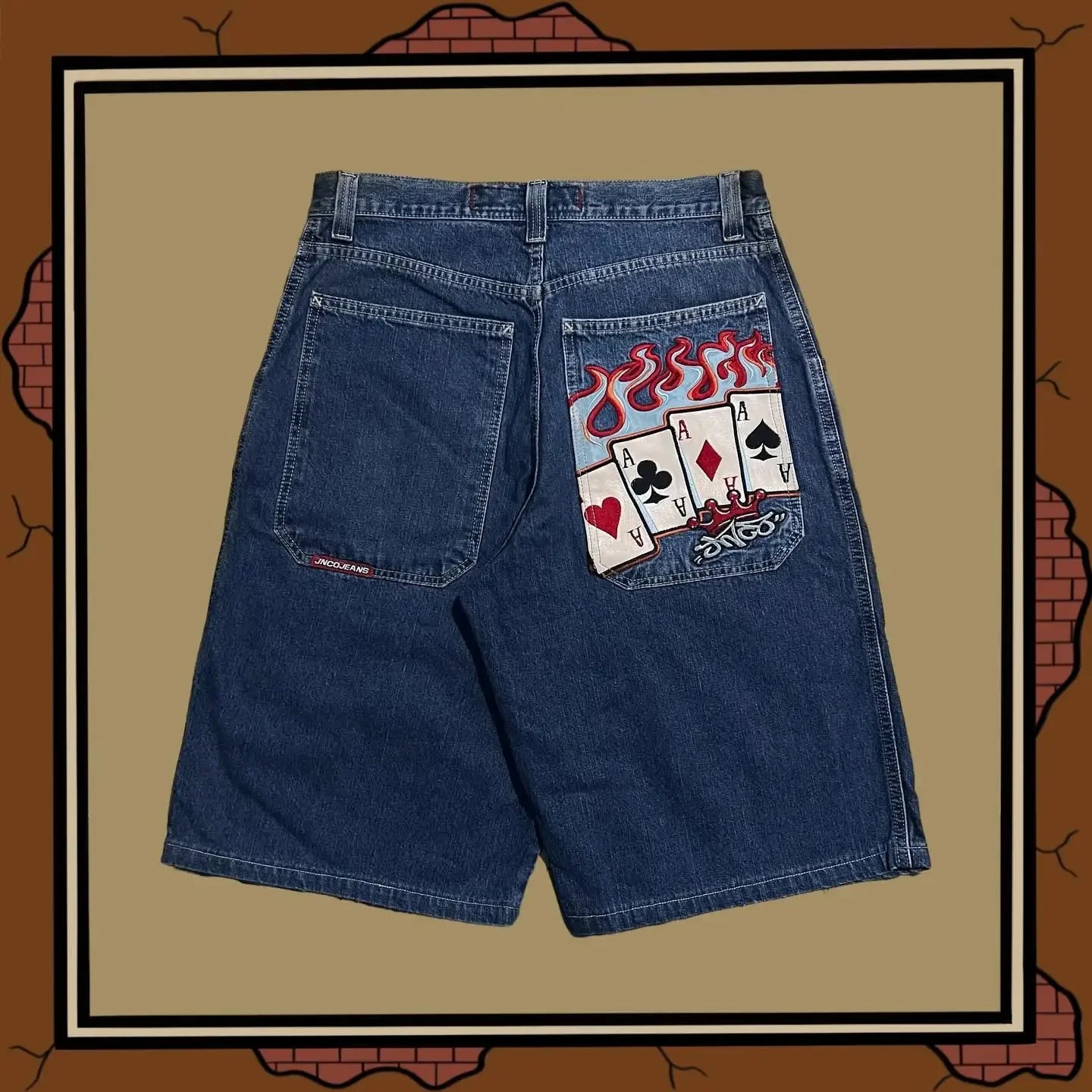 JNCO baggy Denim Shorts Harajuku Y2K jeans Hip Hop vintage pattern Summer New Men Women Gothic Men Basketball Shorts Streetwear 22