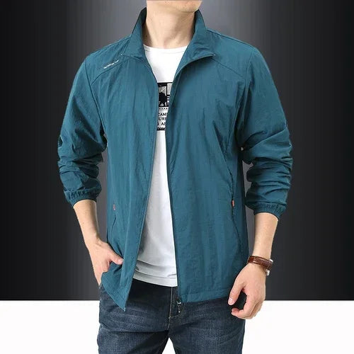 New Outdoor Sunscreen Jacket Summer Ultra Light and Thin Coat Men's Windbreaker Outdoor Sports Jacket Quick Dry Skincare Top 2218-Denim blue