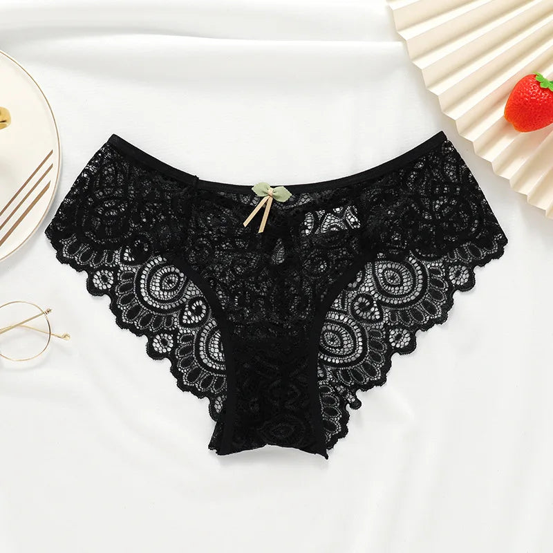 Women's Lace Panties New Sexy Underwear Female Low-Rise Bragas Mujer Cotton Crotch Breathable Lace Panty Culottes Femme black 1pc