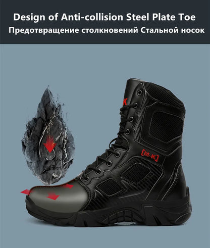 Men Boots Waterproof Safety Shoes Security Steel Toe Cap Men's Boots Working Steel Toe Anti-Smashing Men's Work Boots Size 47