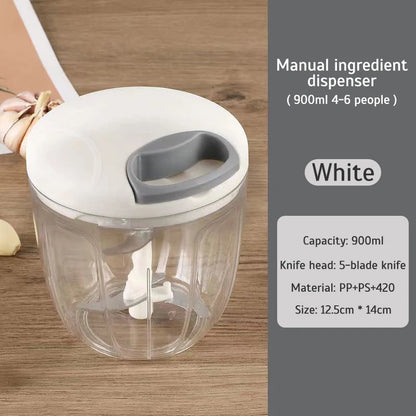 home gadgets Manual Meat Mincer Garlic Chopper Rotate Garlic Press Crusher Vegetable Onion Cutter Kitchen Cooking Accessories 900ml-white