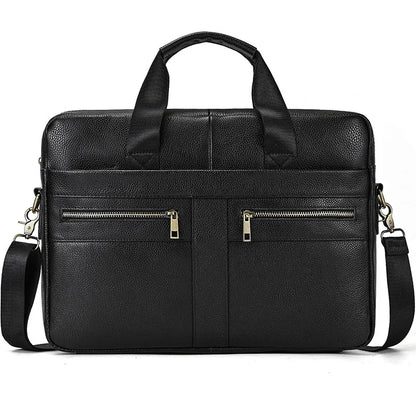 Luufan Men's Business Briefcase Fit 15" PC Genuine Leather Handbag Real Leather Male Laptop Handbag A4 Office Man Crossbody Bag Design2-Black