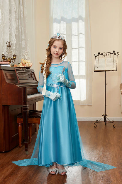 Girls Princess Dresses Children Elsa Birthday Fancy Gown Kids Snow Queen Dance Blue Clothes Christmas Kids Cosplay Dresses