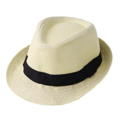 Children Kids Summer Beach Straw Hat Jazz Panama Breathable Hat Large Brim Outdoor Breathable Hats Girls Boy Sunhat