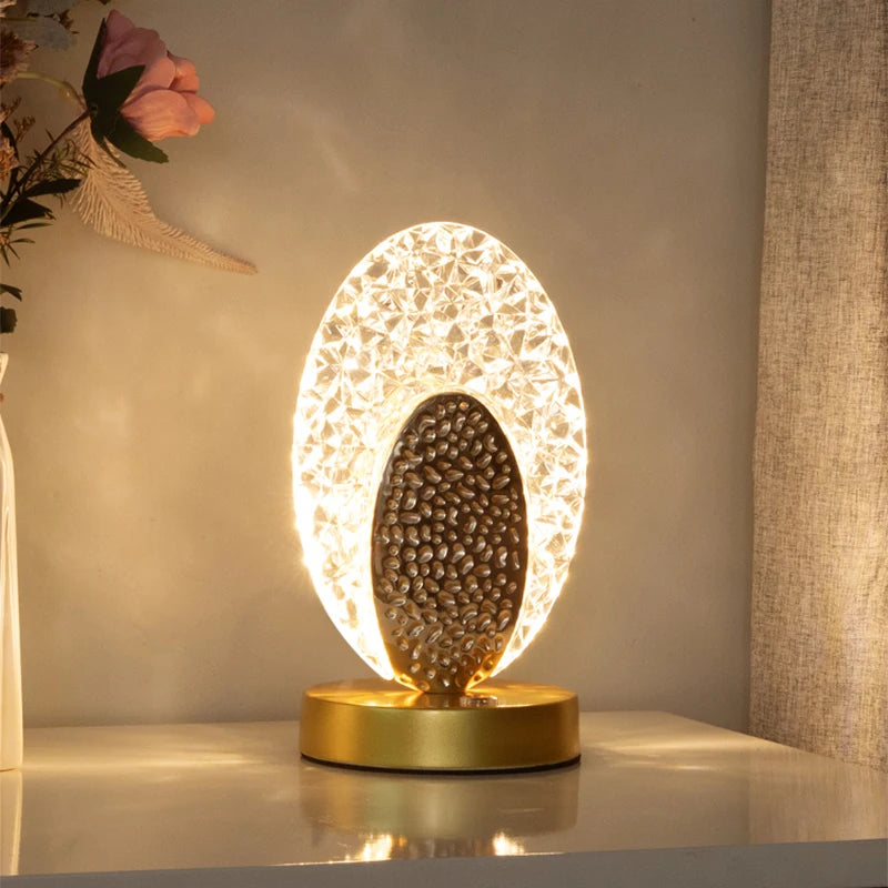 Crystal LED Table Lamp Stepless Dimming USB Charging Touch Switch Remote Control Bedside Light Living Room Decoration Desk Lamp