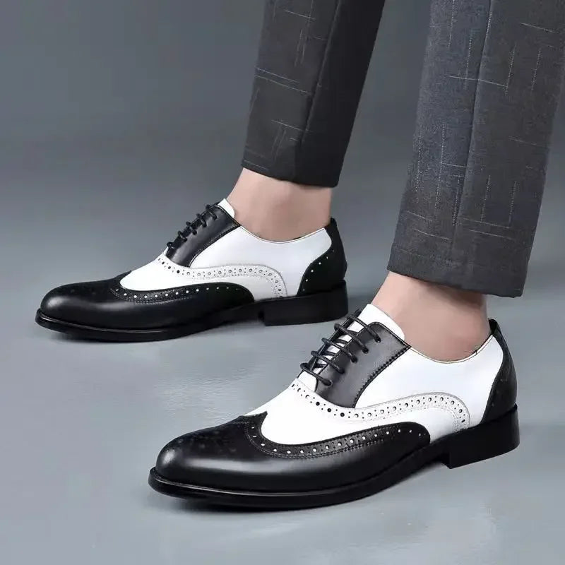 Classic Men Dress Shoes Lace Up Shoes for Men Plus Size Point Toe Business Casual Comfortable Men Formal Shoes for Wedding