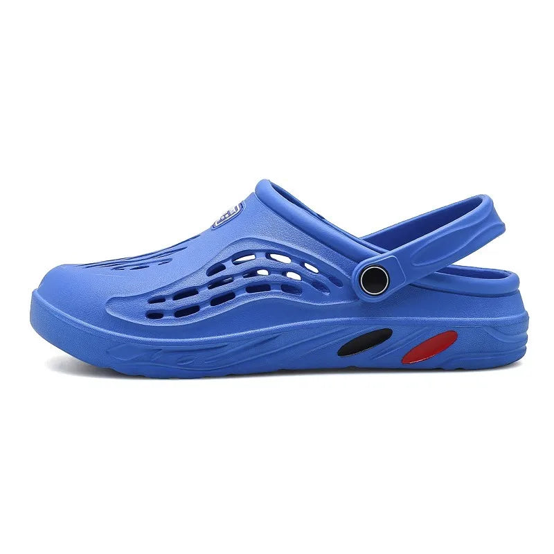 Summer Men Sandals Light EVA Men's Casual Shoes Hole Shoes Clogs Lovers Home Garden Outdoor Male Beach Flat Slippers Big Size 49 Blue