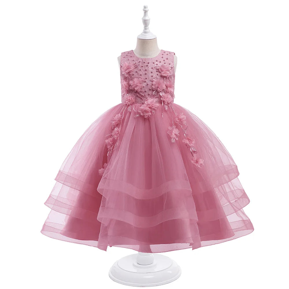 Children's Princess Dress Cross border New European and American Style Little Girl's Mesh Dress Children's Performance Dress