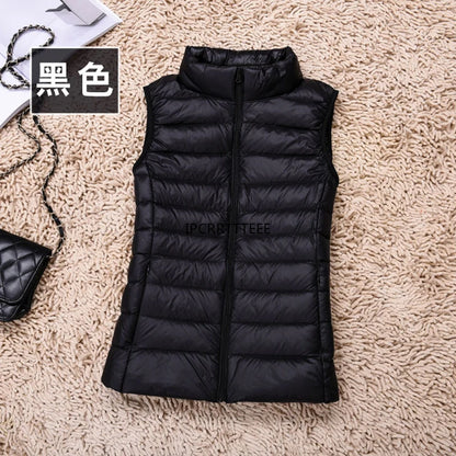 2023 New Women Sleeveless Women Slim Ultra Light Down Jacket Girl Portable Lightweight Vests Windproof Warm Waistcoat