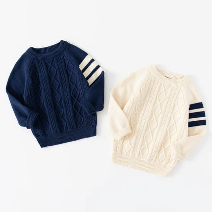 Autumn Winter Children Sweater Long Sleeve Round Neck Knitted Sweaters Korean Style Cotton Pullover Sweaters for Kids Boys