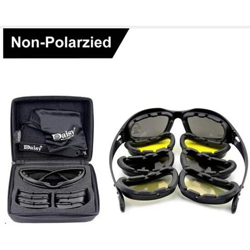 Military Hunting Air Gun Shooting Tactics C5 X7 Polarized Sunglasses Hiking Camping Glasses Outdoor Sports Goggles Glasses with Disay C5 NoPolarized CHINA