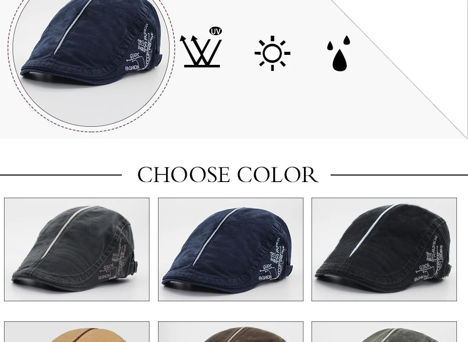 Men Beret Fashion Cotton Letter Flank Embroidery Cap Casual Soft Top Retro Literary Forward Caps Driver Hat Peak Berets