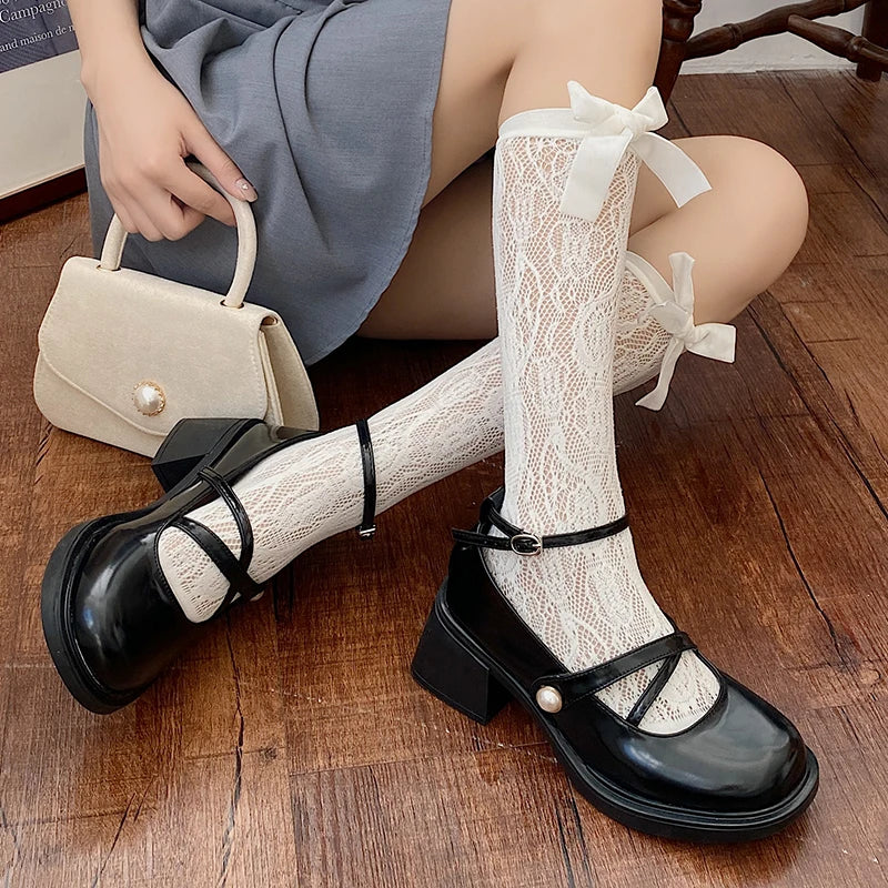 Women Loafers Retro Brown Mary Jane Shoes Women Thick Heels Ankle Buckle Lolita Shoes Woman Uniform Pu Leather Pumps Shoe Female