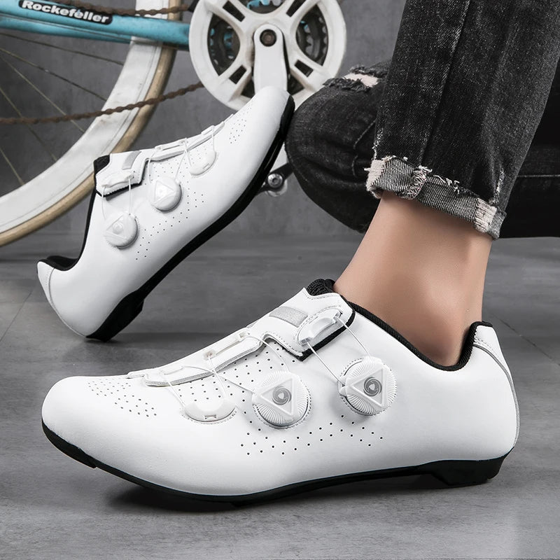 Lock-Free Cycling Shoes Flat Pedal Shoes Men Road Bike Cleat Sneaker MTB Bicycle Biking Shoes