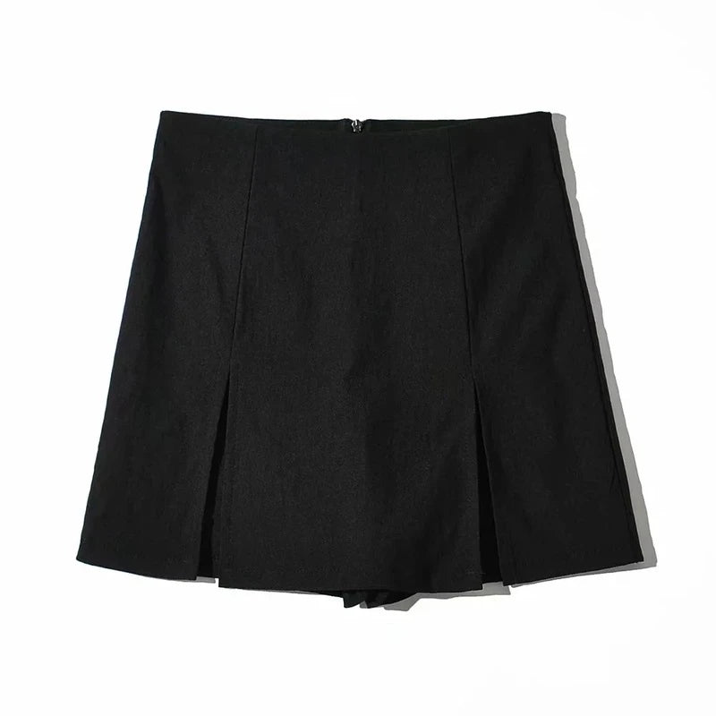 Sexy Split Shorts Skirt Women's Office Ladies Suit Skirt Summer New Black Mini A-line Pants Skirt High Waist Wide Leg Shorts