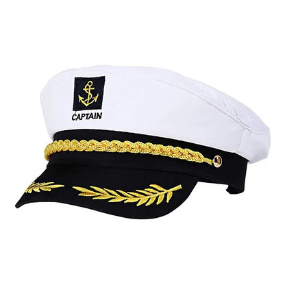 Adult Yacht Sailor Captain Hat Adjustable Men's and Women's Party Hat Makeup Ball Dressing Event Excellent Stylish Accessories white One Size