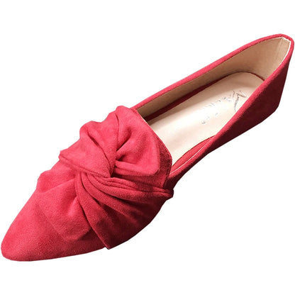 Flat Shoes for Women Suede Velvet Spring Summer Casual Shoes Women Flats Bow Flower Pointed Scoop Shoes Slip on Size 33 34 43