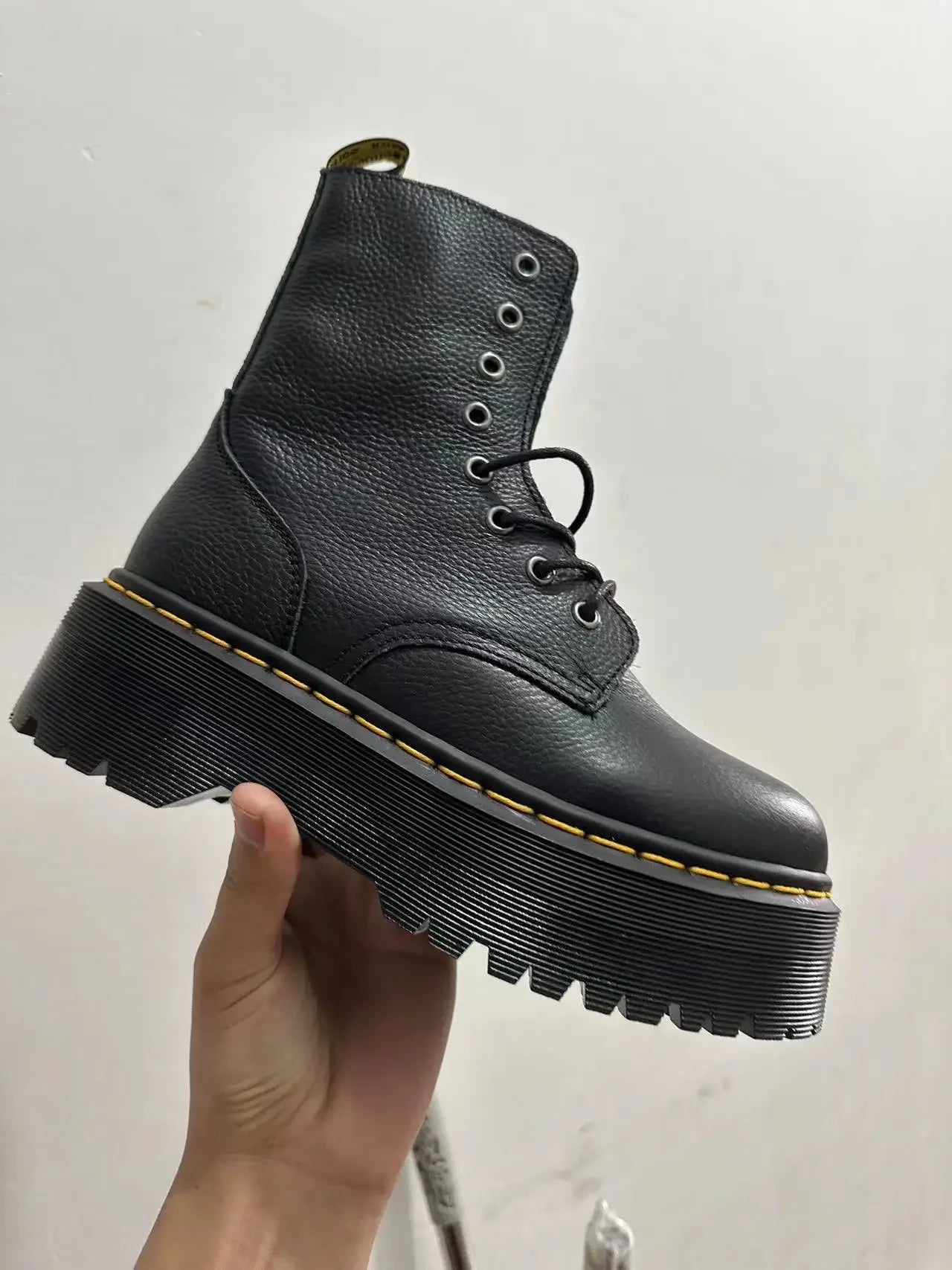 Original Women Platform Boots Leather Men Thick Sole Ankle Sexy Female Punk Motorcycle Shoes Combat Booties Plus Size