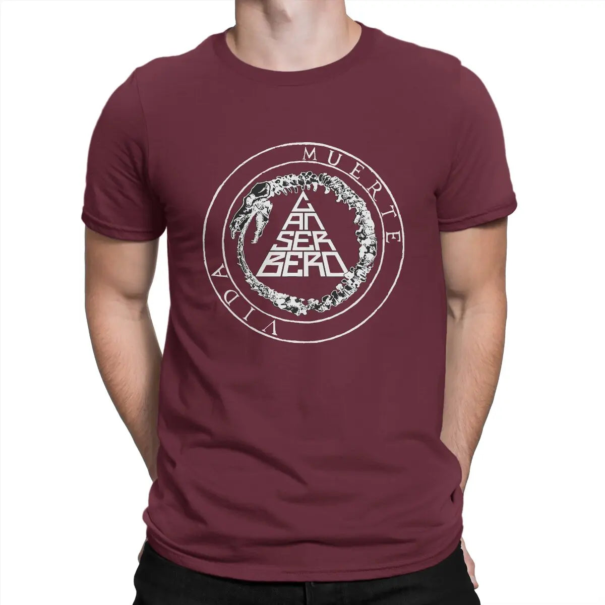 Rap American T Shirts Men Pure Cotton Novelty T-Shirt O Neck Canserbero Tee Shirt Short Sleeve Tops Summer Burgundy